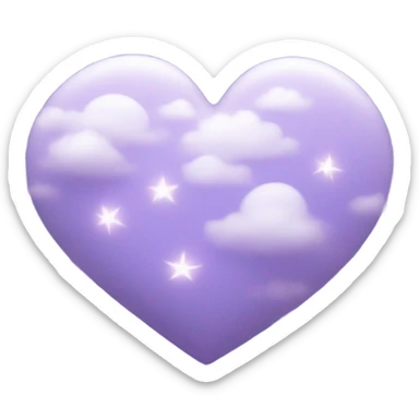 light violet heart with clouds and stars sticker