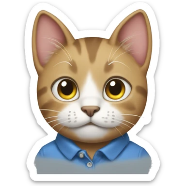 cat wearing a polo that says yabai sticker