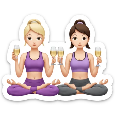two girl yoga and prosecco  sticker