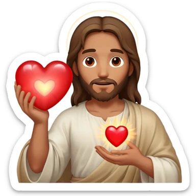 Jesus holding a heart sticker