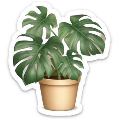 monstera plant in a pot pot in pastel brown colors sticker