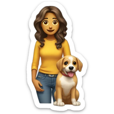 Chica abrazando perro sticker