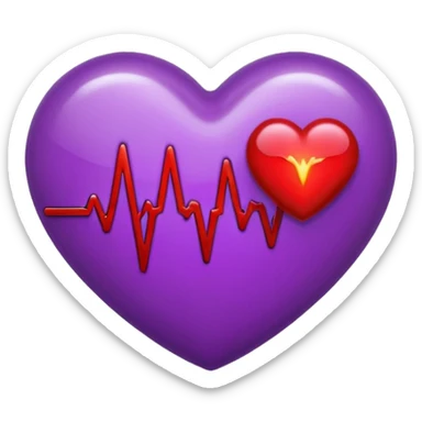 purple heart with heartbeat sticker