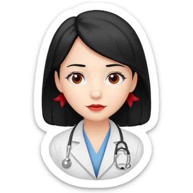 doctor with black hair and red hairclips  sticker
