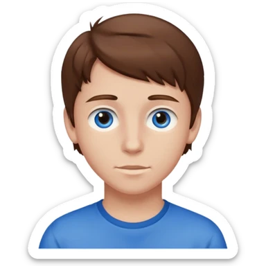 teen boy with brown hair and blue eyes sticker