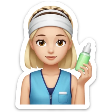 Clean girl aesthetic emoticons, apply skincare products, headband, glowing skin, vest, soft lighting
 sticker
