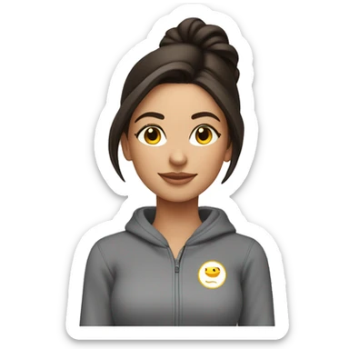 Brunette girl wearing a corepower yoga sweatshirt sticker