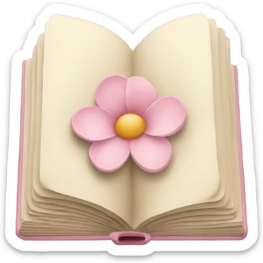 Beige Open book with light pink flower inside sticker