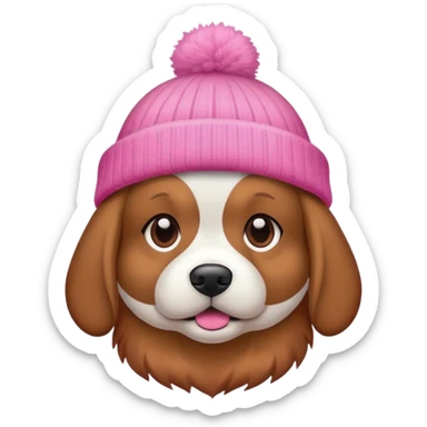 dog wearing a pink beanie sticker