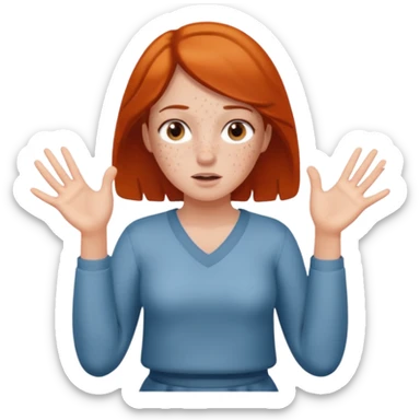 girl shrugging with 6 over one hand and 7 over the other hand sticker