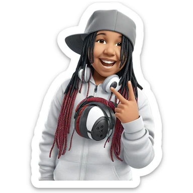 smiling boy outdoors with headphones sticker