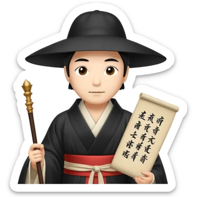 Japanese Court Lord Elegant noble in long robes with tall hat, holding a scroll of orders.
 sticker