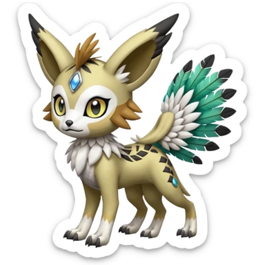 Meloetta-Garurumon-Trico-Pokémon-Digimon-Fakémon-fusion-hybrid-creature sticker