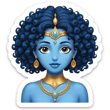 blue skin curly genie goddess sticker