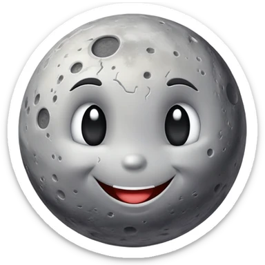 Mercury planet with a cute smiling face and crater details sticker
