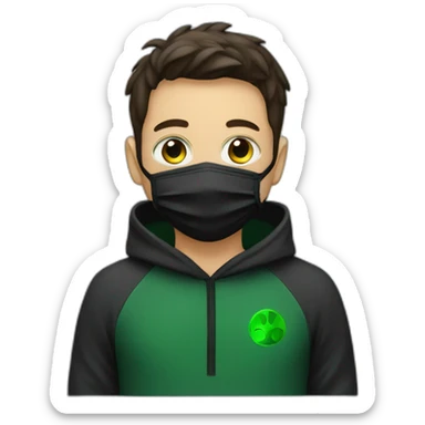 Man with green-medical-mask and black-hoody sticker