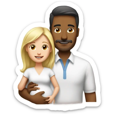 Brown dad wit white wife and baby sticker