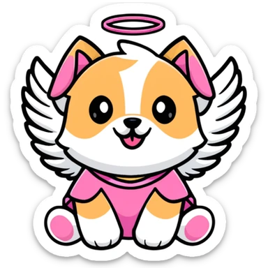 cute dog wearing Victoria's Secret angel wings and pink outfit sticker