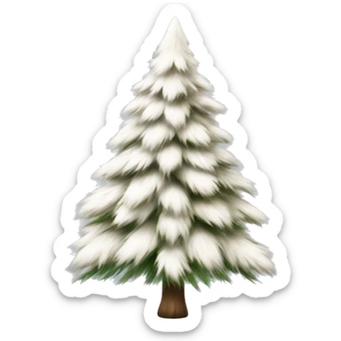 realistic isolated off white fur Christmas tree sticker