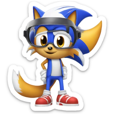 tails sonic with mechanic glasses sticker