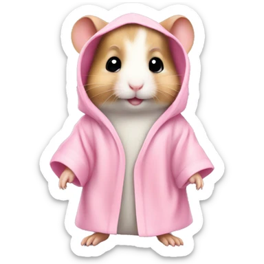 baby hamster in light pink robe full body sticker