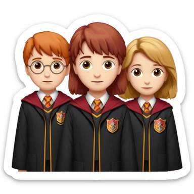 harry potter, ronald weasley and hermione granger in gryfinndor uniform sticker