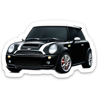 A black Mini Cooper s works, full image from the front  sticker