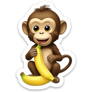 Monkey eating banana sticker
