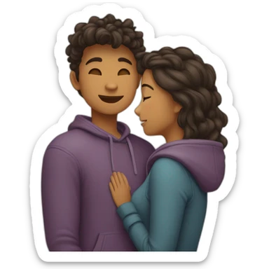 Deux adolescents amoureux qui s'embrassent sticker