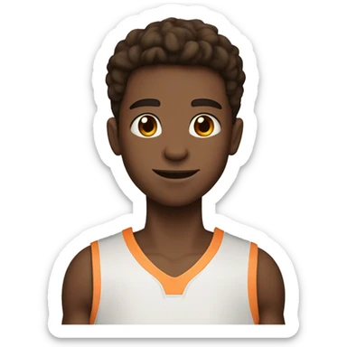 boy with brown hair brown eyes and peach skin playing basketball  sticker