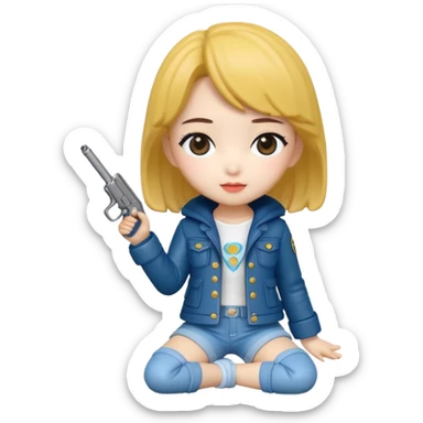 Isolated, breathtakingly vivid and intricately detailed digital illustration of the most incredibly adorable kpop girl denom hunter figurine imaginable, toy style. sticker