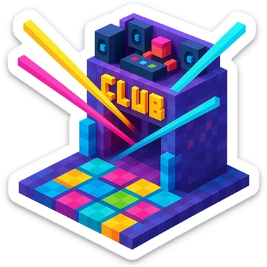 nightclub with dynamic laser lights, a dance floor, and a futuristic vibe sticker