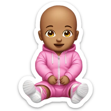 Design a Realistic Baby Emojis in Pink Outfit and Knee Sneakers Praying sticker