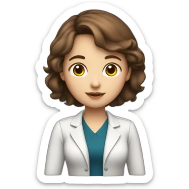 Girl teacher with brown hair with fucsia tipa sticker