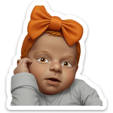 boy with orange hair bow sticker