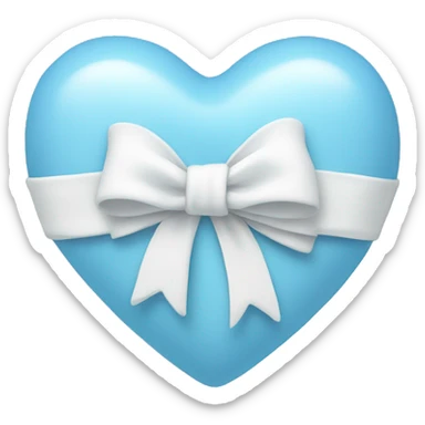 Light blue heart with white bow wrapped in middle sticker