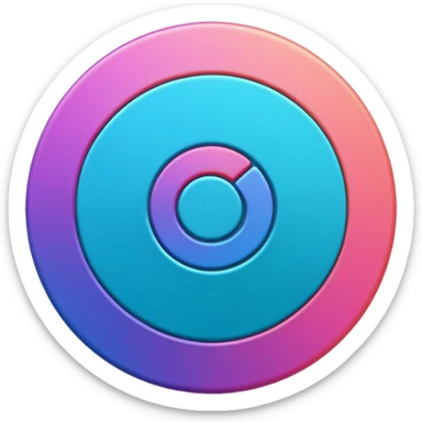 Credit coin in gradient of turquoise, blue, pink, purple, and coral as the main surface 3d rotate sticker