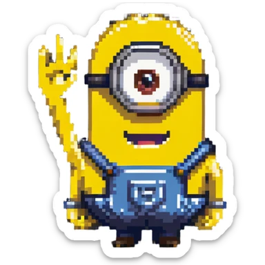 Minion character waving sticker