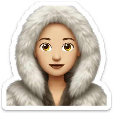 White woman in giant fur coat sticker