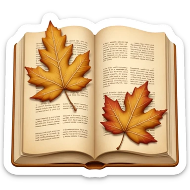 beige autumn open book with leaves on it sticker