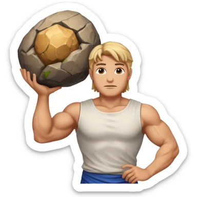 Atlas the greek god with a boulder and shirt sticker