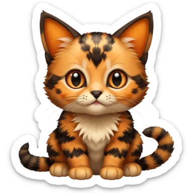 A high-resolution photo-realistic digital illustration of a tortoiseshell kitten, chest upward sticker