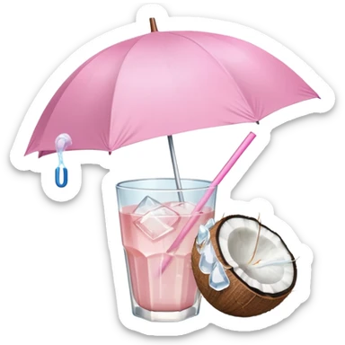 coconut drink with light pink umbrella sticker