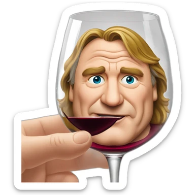 Gérard Depardieu avec un verre de vin rouge  sticker