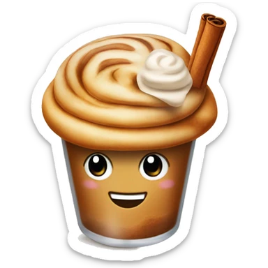 Cinnamon and cappuccino bun in a disposable glass sticker