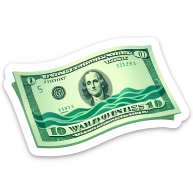 a floating wavy usd note icon sticker