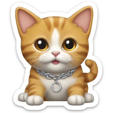 chat roux clair beige qui dort sur le dos avec les pattes en l’air avec un collier gris  sticker