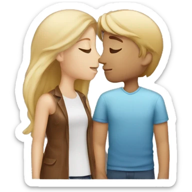 Girl with blonde ombré hair kissing a guy with brown hair  sticker