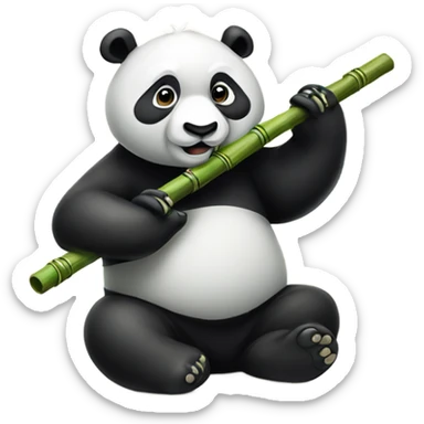 Panda playing a bamboo flute sticker