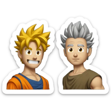 Goku qui discute avec Albert enstein sticker